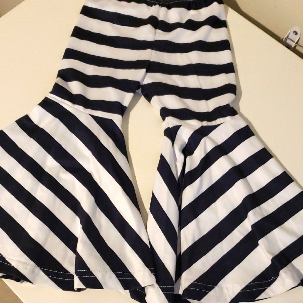 18-24m Flare Bell Bottom Pants Black White Stripe Marie Nicole